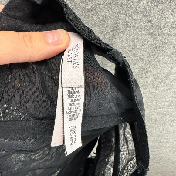 Victoria's Secret Corset Top Women M Medium DD Black Floral Lace Tasseled Sheer - Picture 3 of 4